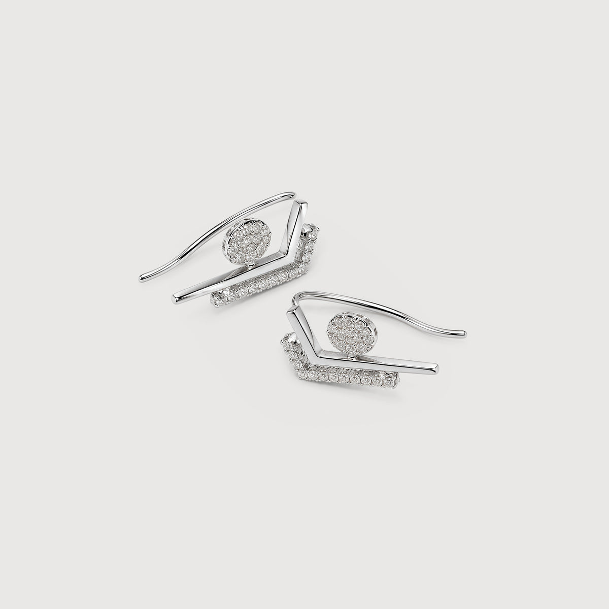 Geometric Pavé Zircon Ear Climber Earrings