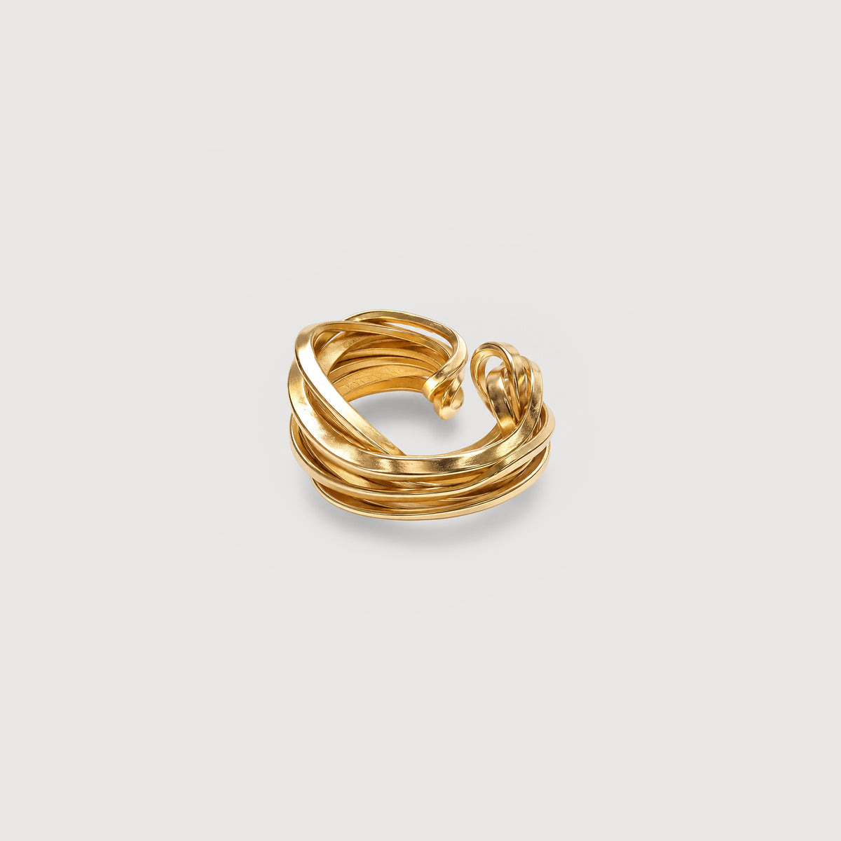 Real Gold-Plated Copper Alloy Sculptural Open Ring