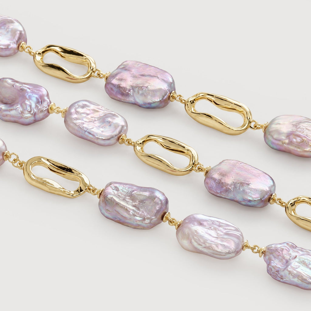 Baroque Pearl Link Bracelet in Gold