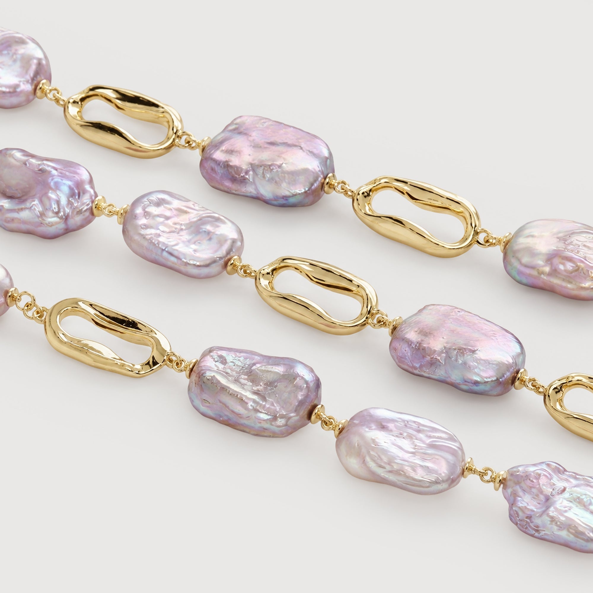 Baroque Pearl Link Bracelet in Gold