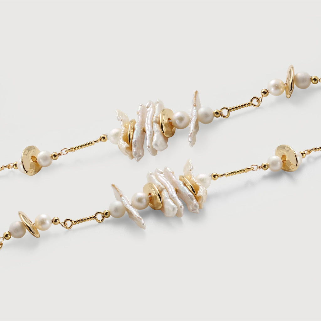 Baroque Pearl and Sculptural Disc Bracelet