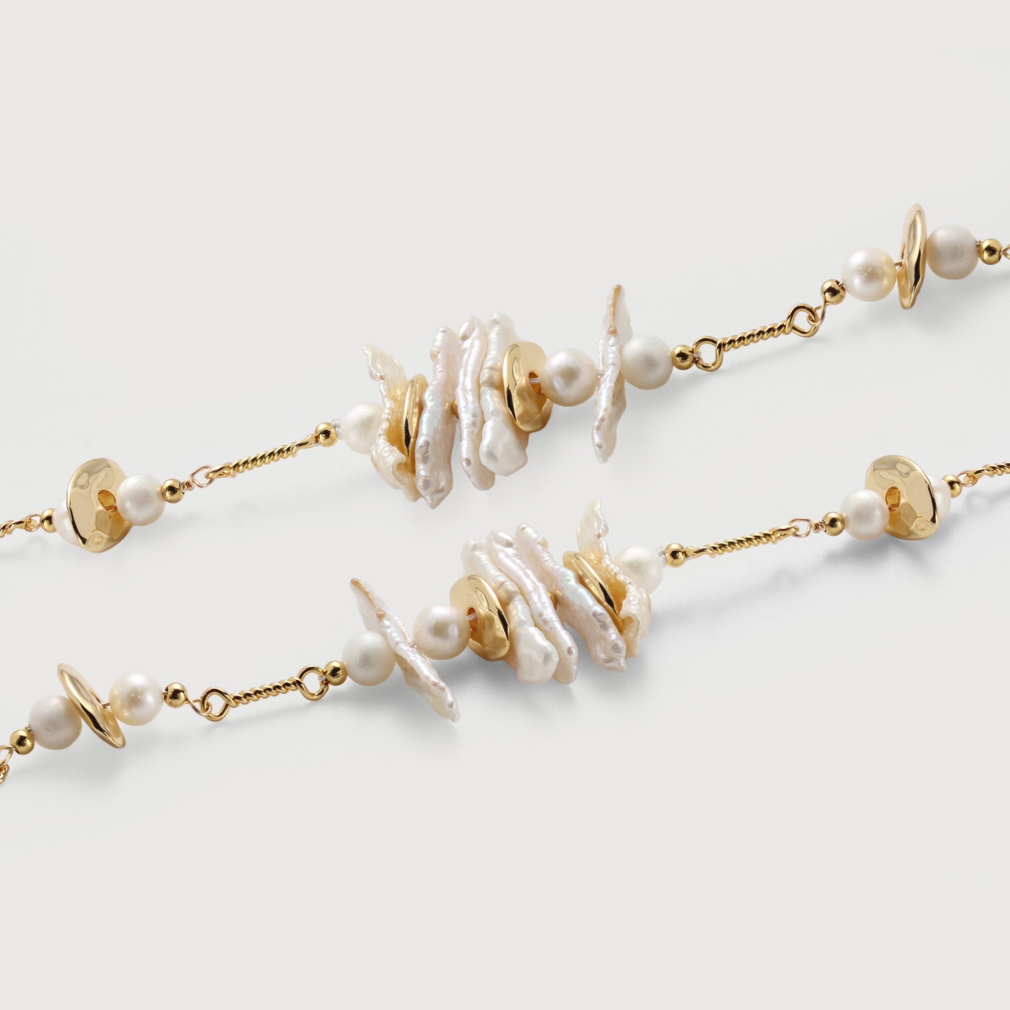 Baroque Pearl and Sculptural Disc Bracelet