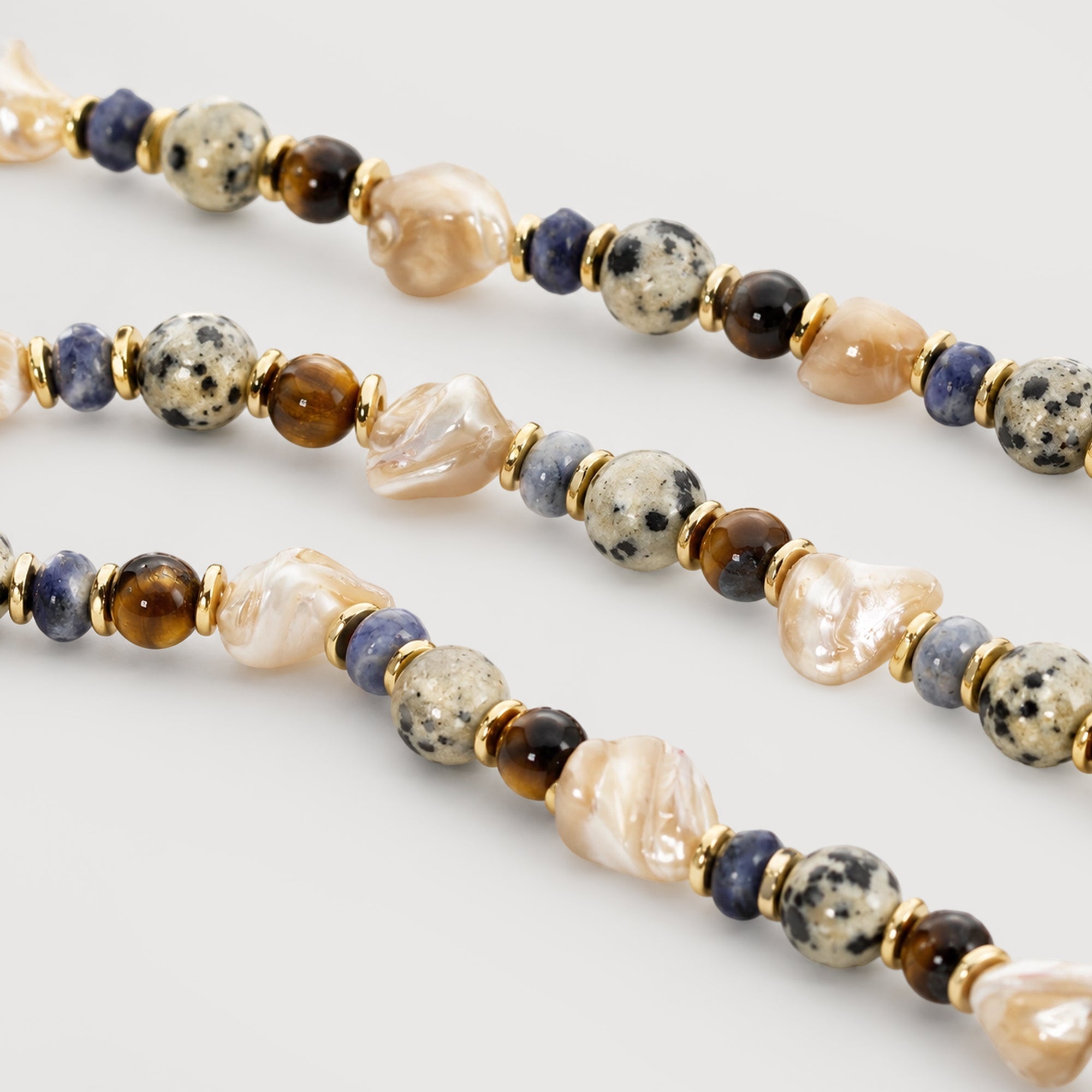 Mixed Stone and Irregular Shell Bead Necklace