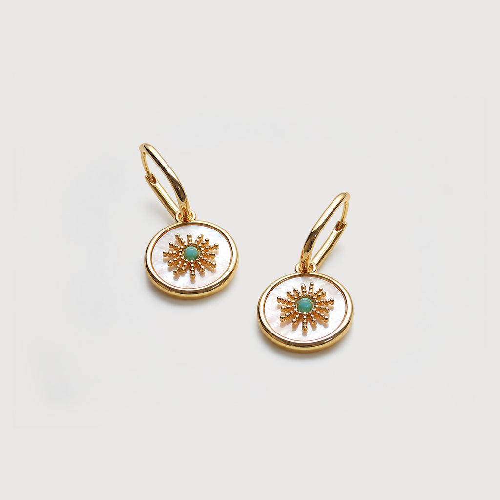 18K Gold-Plated Shell Sunburst Drop Earrings