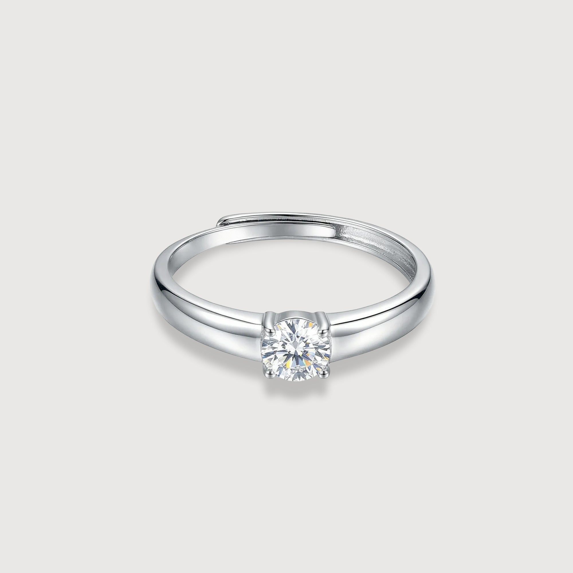 Adjustable S925 Silver Zircon Couple Ring Set