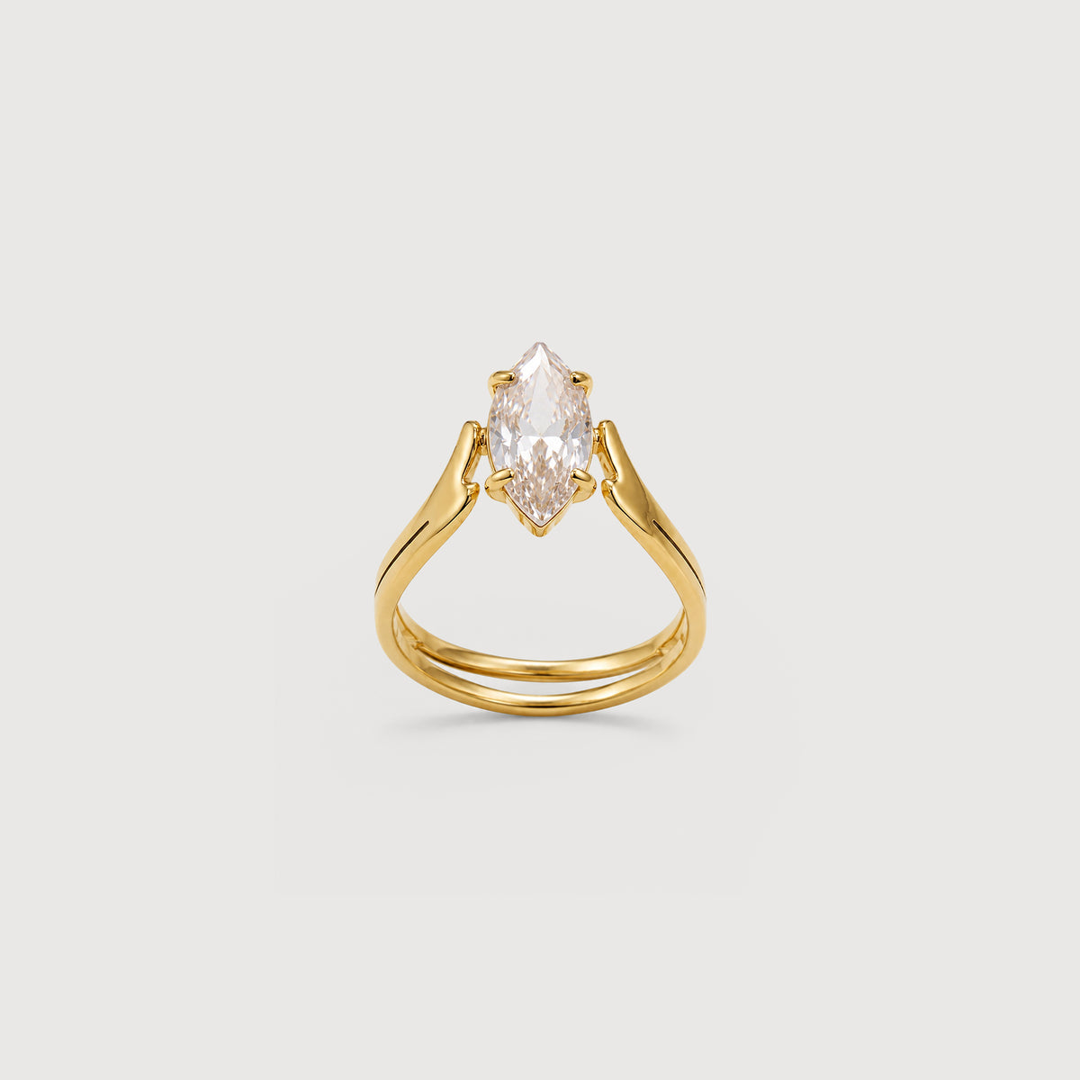 18K Gold-Plated Stainless Steel Marquise Zircon Ring
