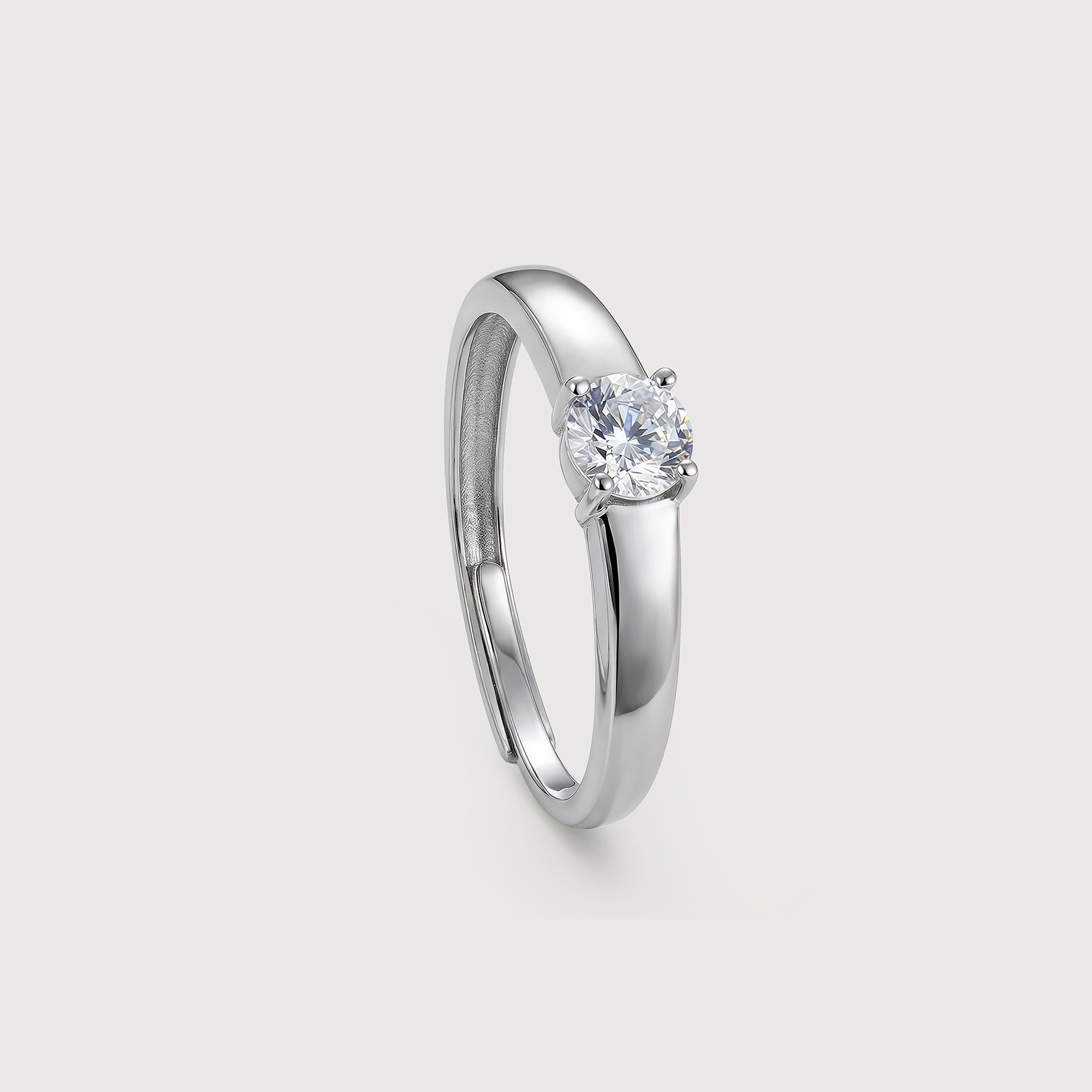 Round Zircon S925 Adjustable Couple Rings