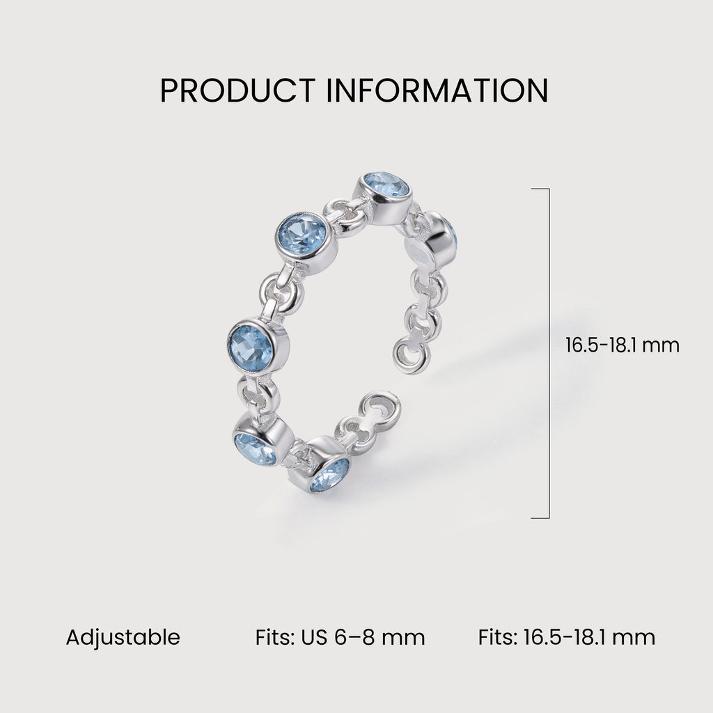 Adjustable S925 Bezel-Set Zircon Chain Ring