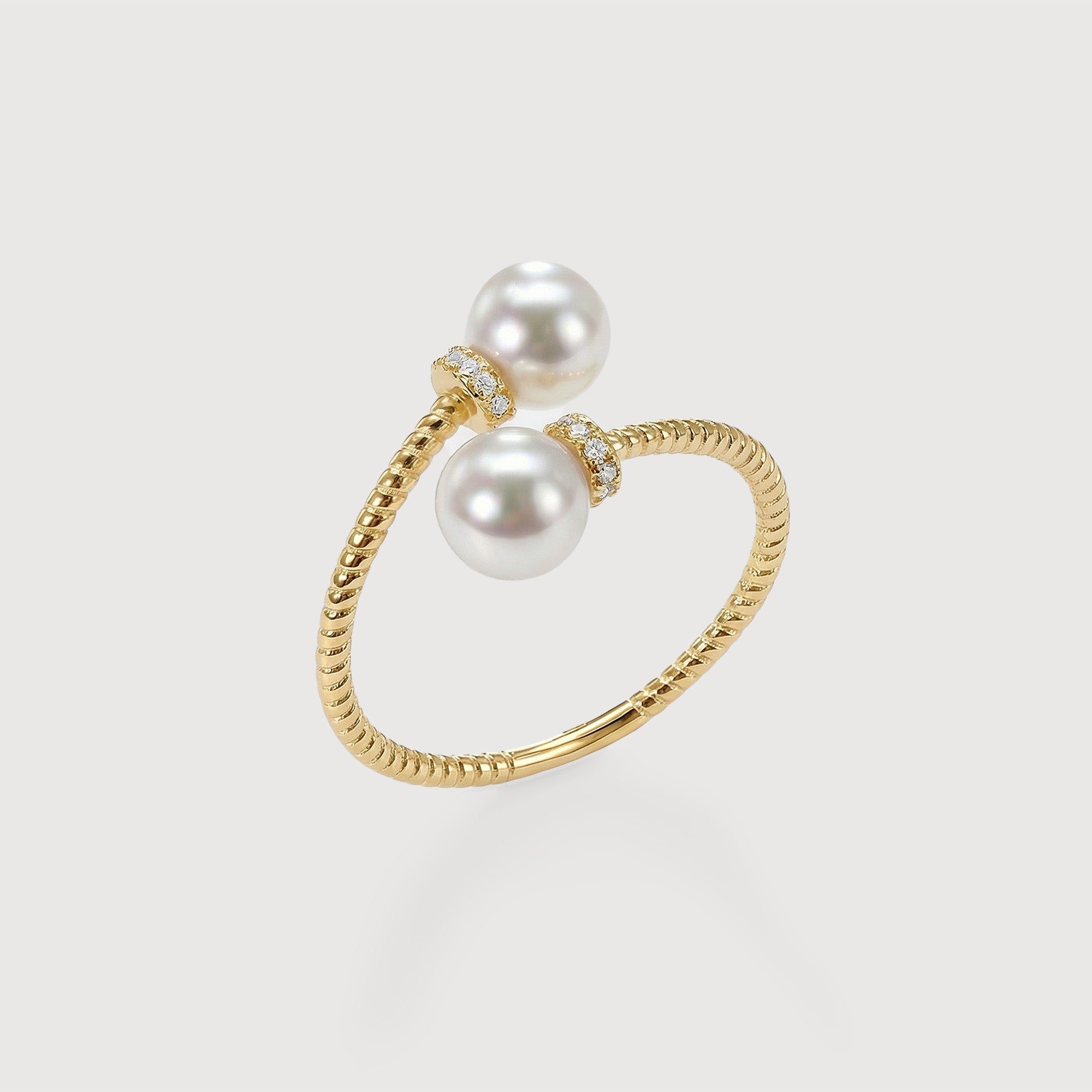 S925 Silver Double Pearl Adjustable Ring