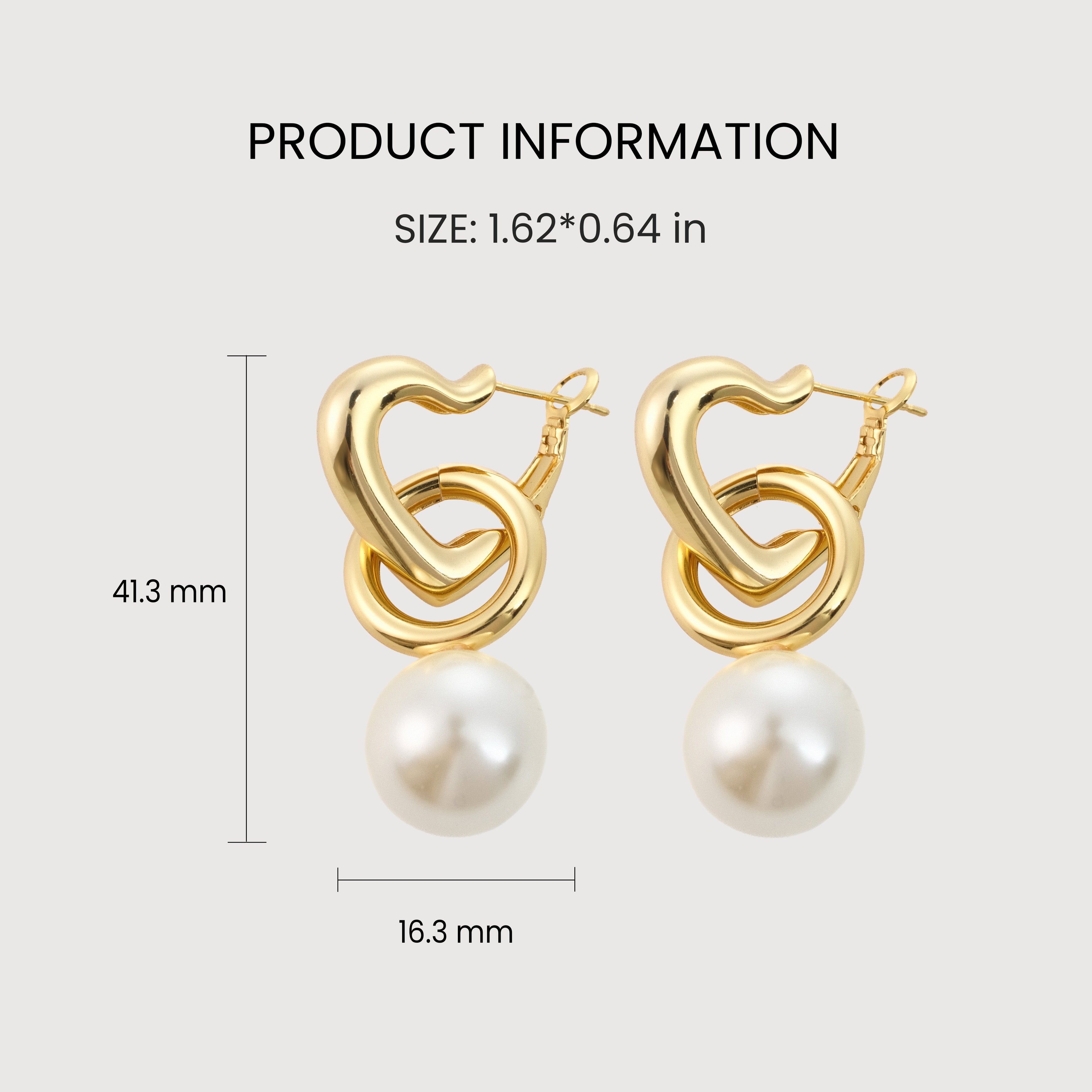 Interlocking Heart Pearl Drop Earrings