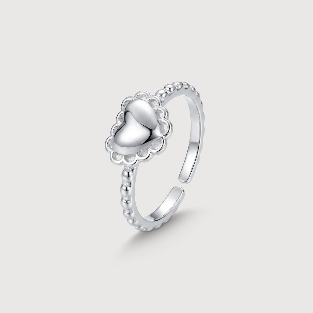 Heart Motif S999 Fine Silver Adjustable Ring