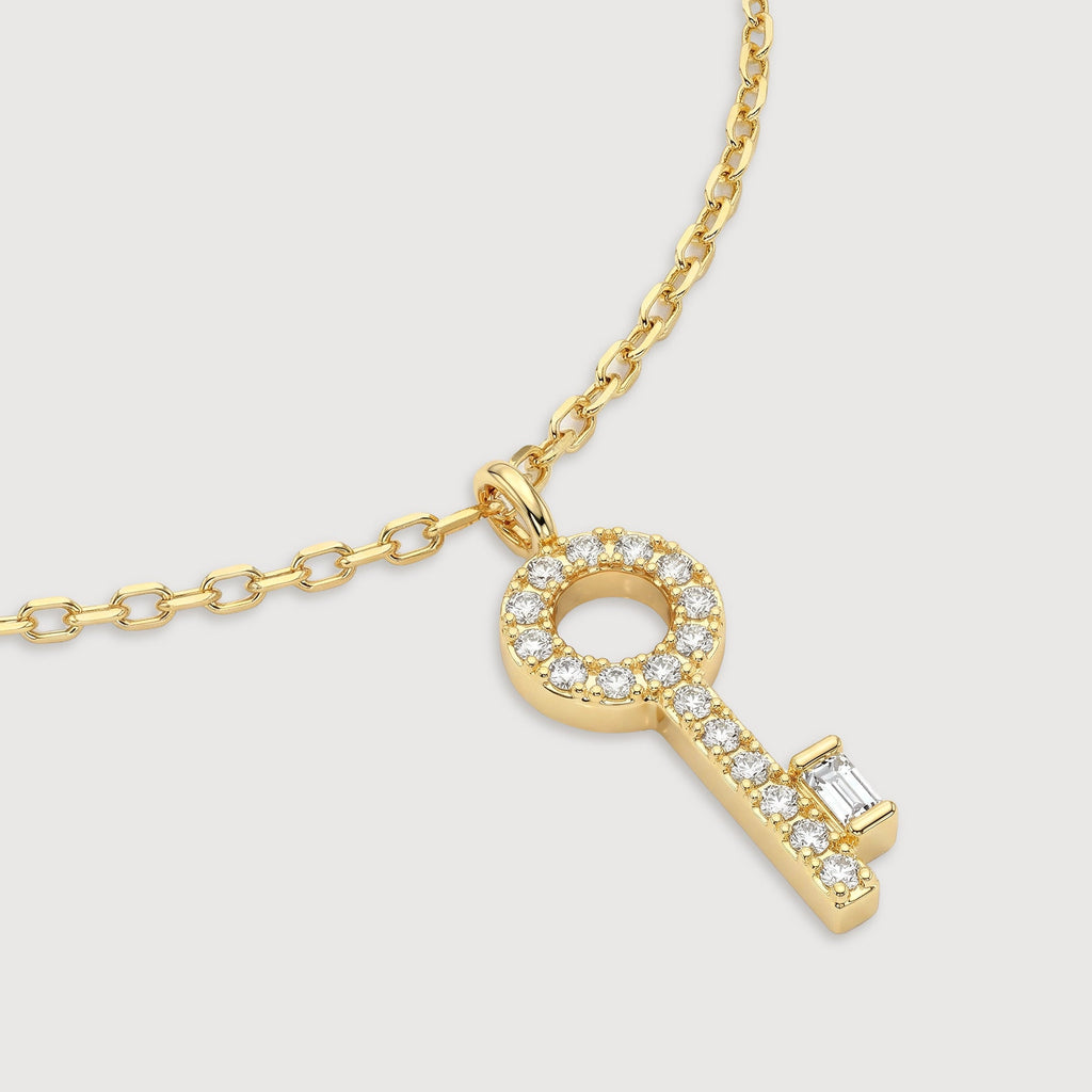 Pavé Key Pendant Sterling Silver Necklace