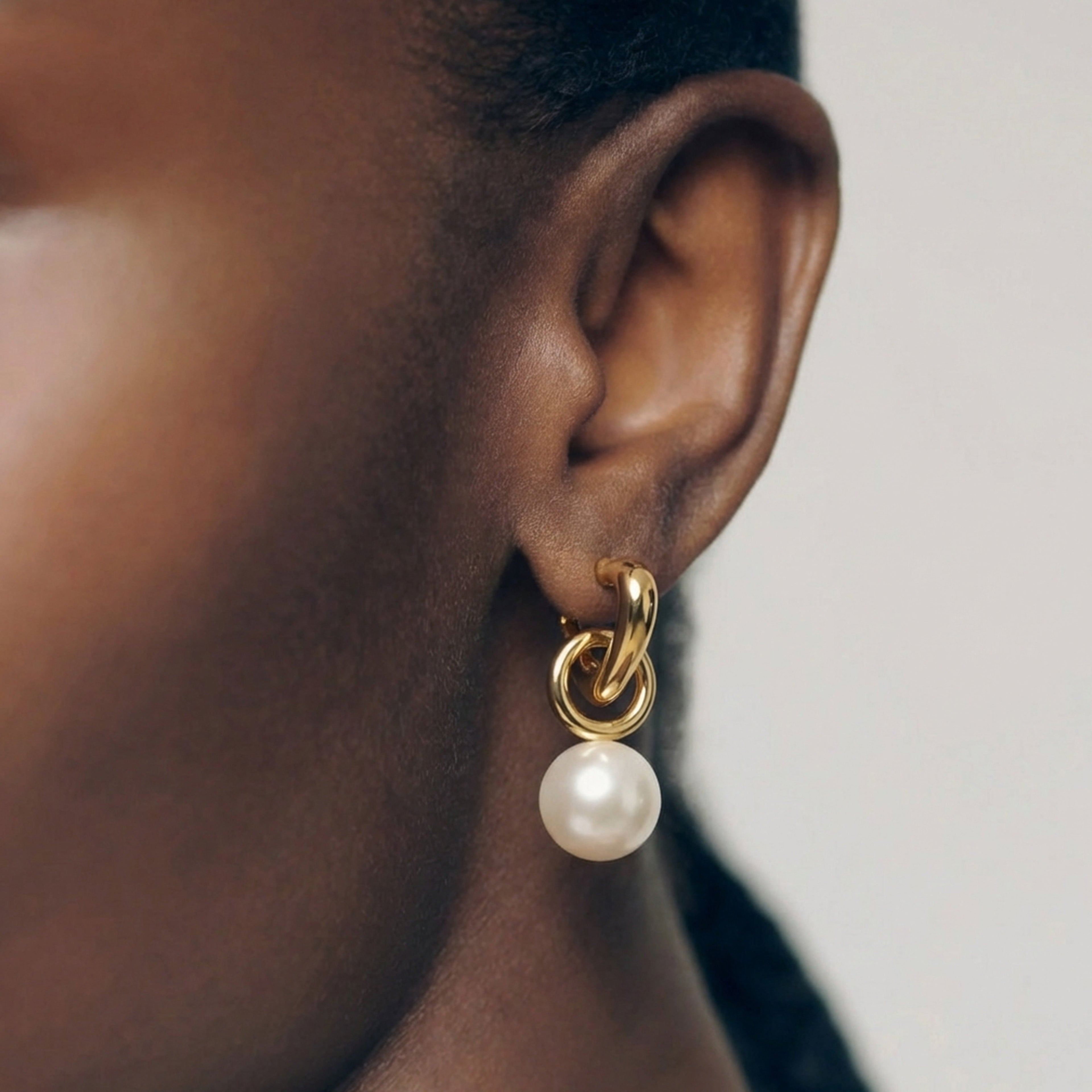 Interlocking Heart Pearl Drop Earrings