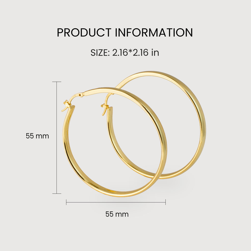 Large Polished Brass Hoop Earrings