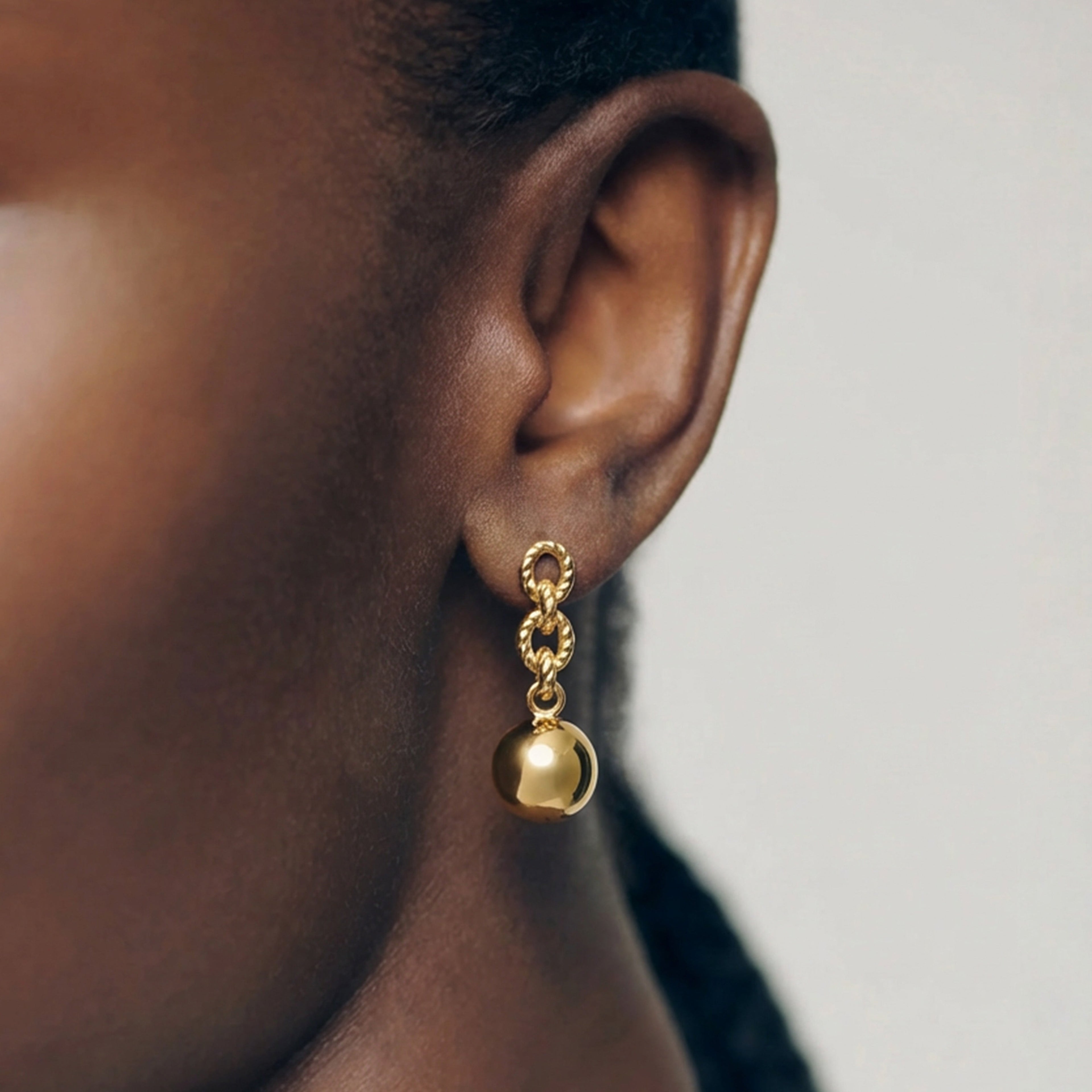 18K Gold-Plated Link Ball Drop Earrings