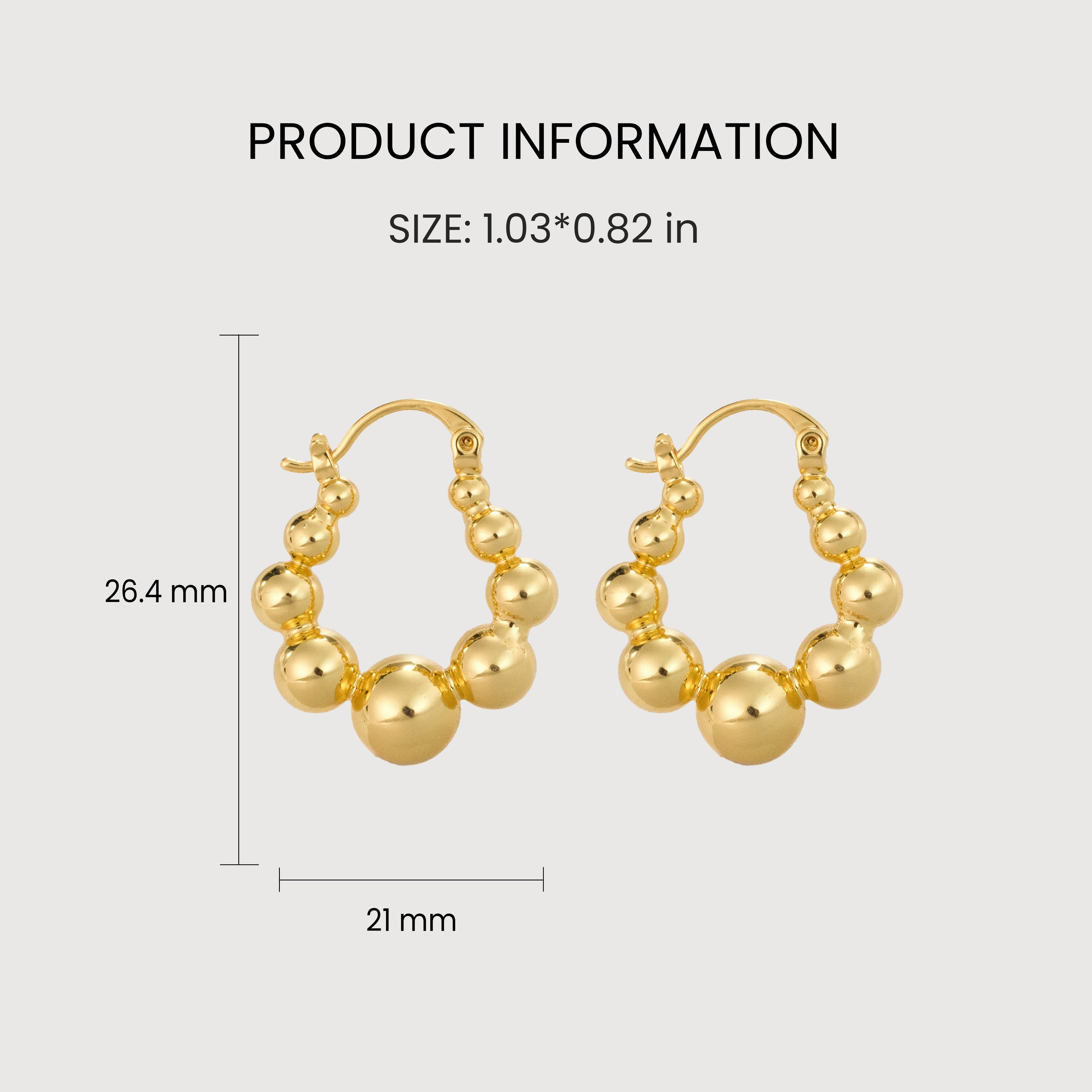 18K Gold-Plated Graduated Bead Hoop Earrings