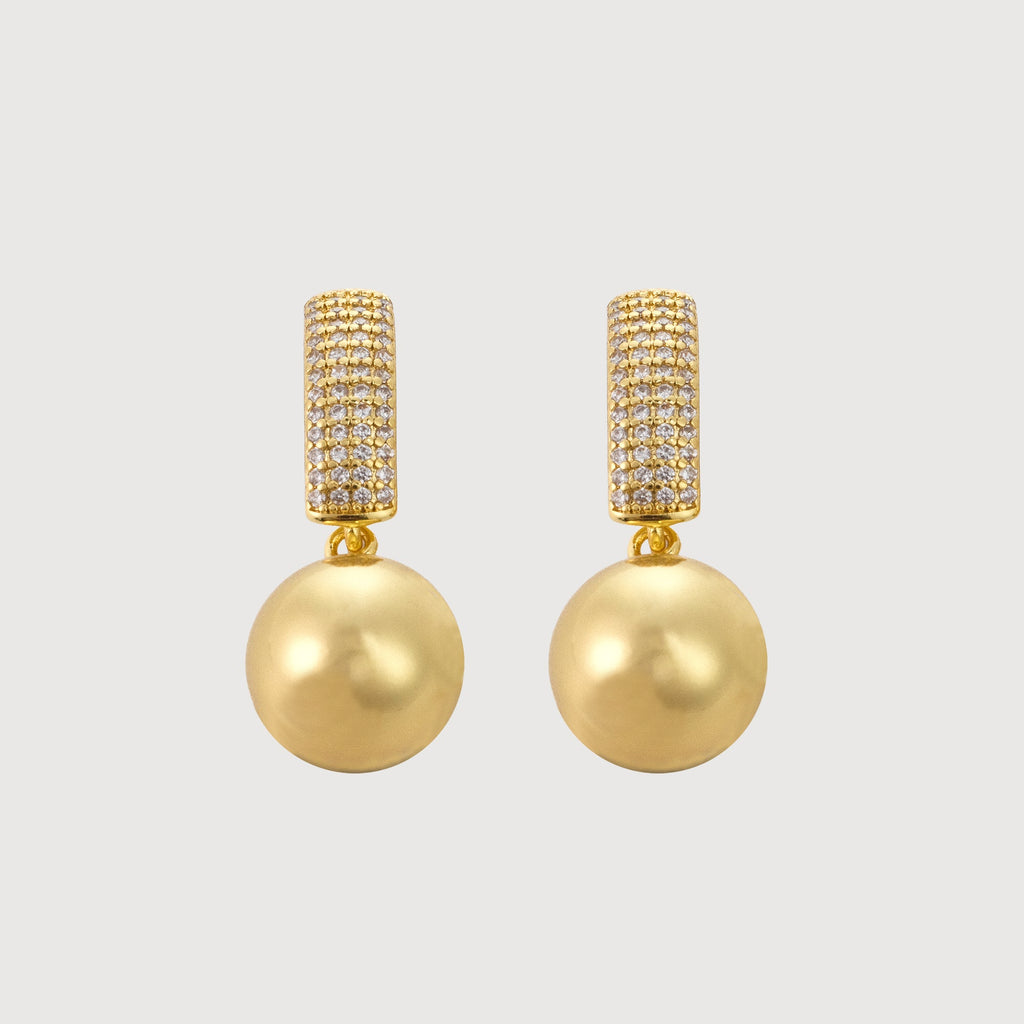 Zircon Bar & Faux Pearl Drop Earrings