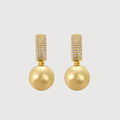 Zircon Bar & Faux Pearl Drop Earrings