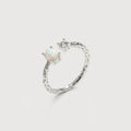 S925 Silver Opal and Zircon Open Ring