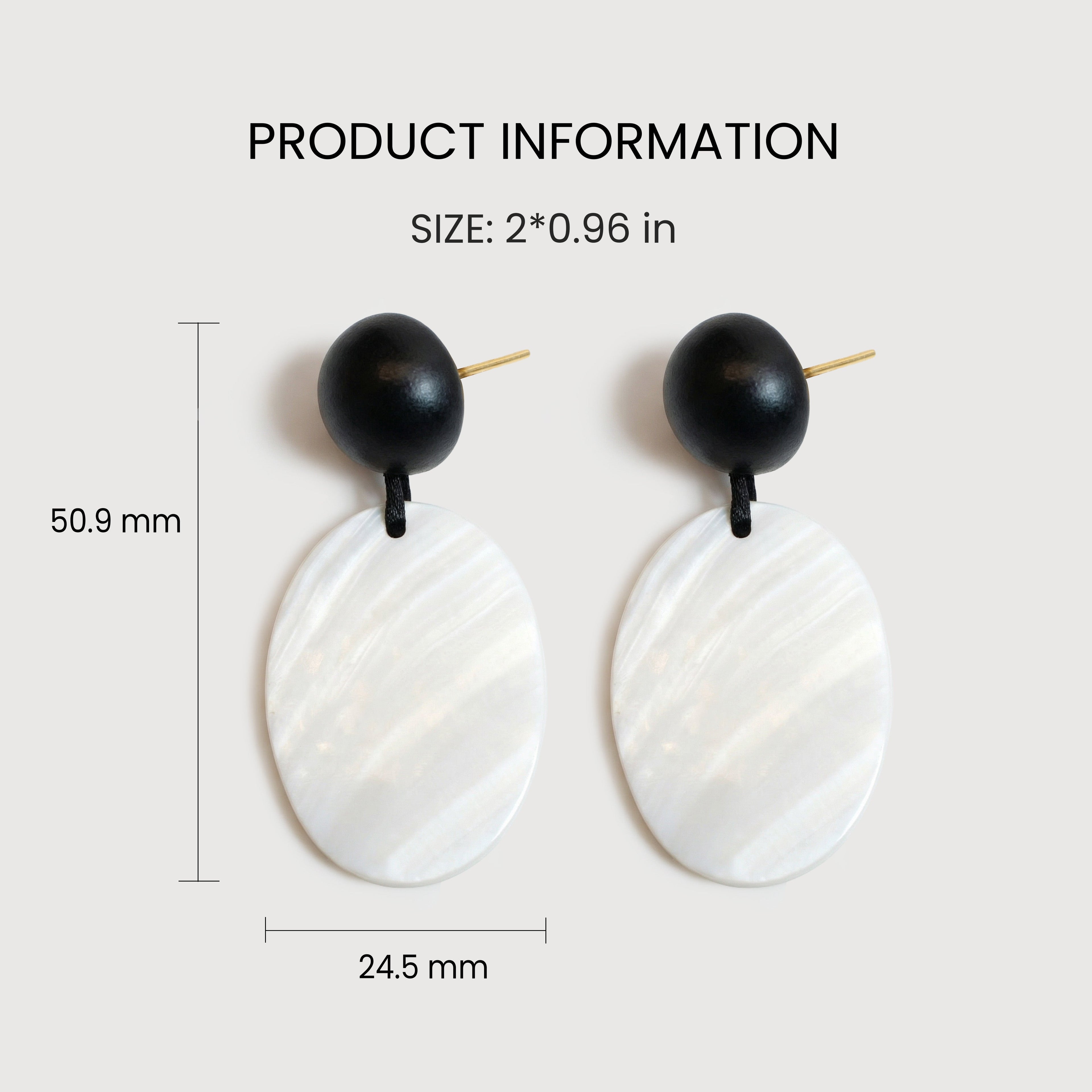 Black Bead and White Shell Drop Earrings