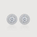Round Halo Zircon Brass Stud Earrings