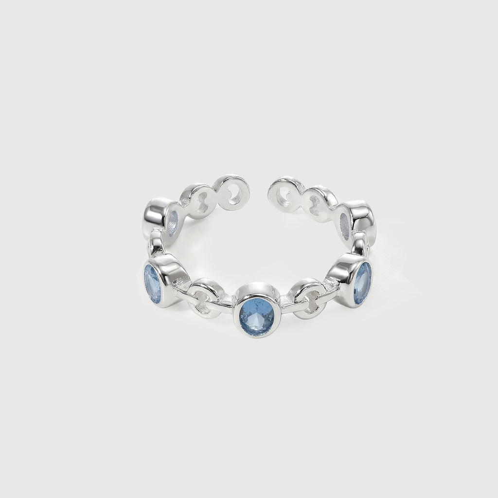 Adjustable S925 Bezel-Set Zircon Chain Ring