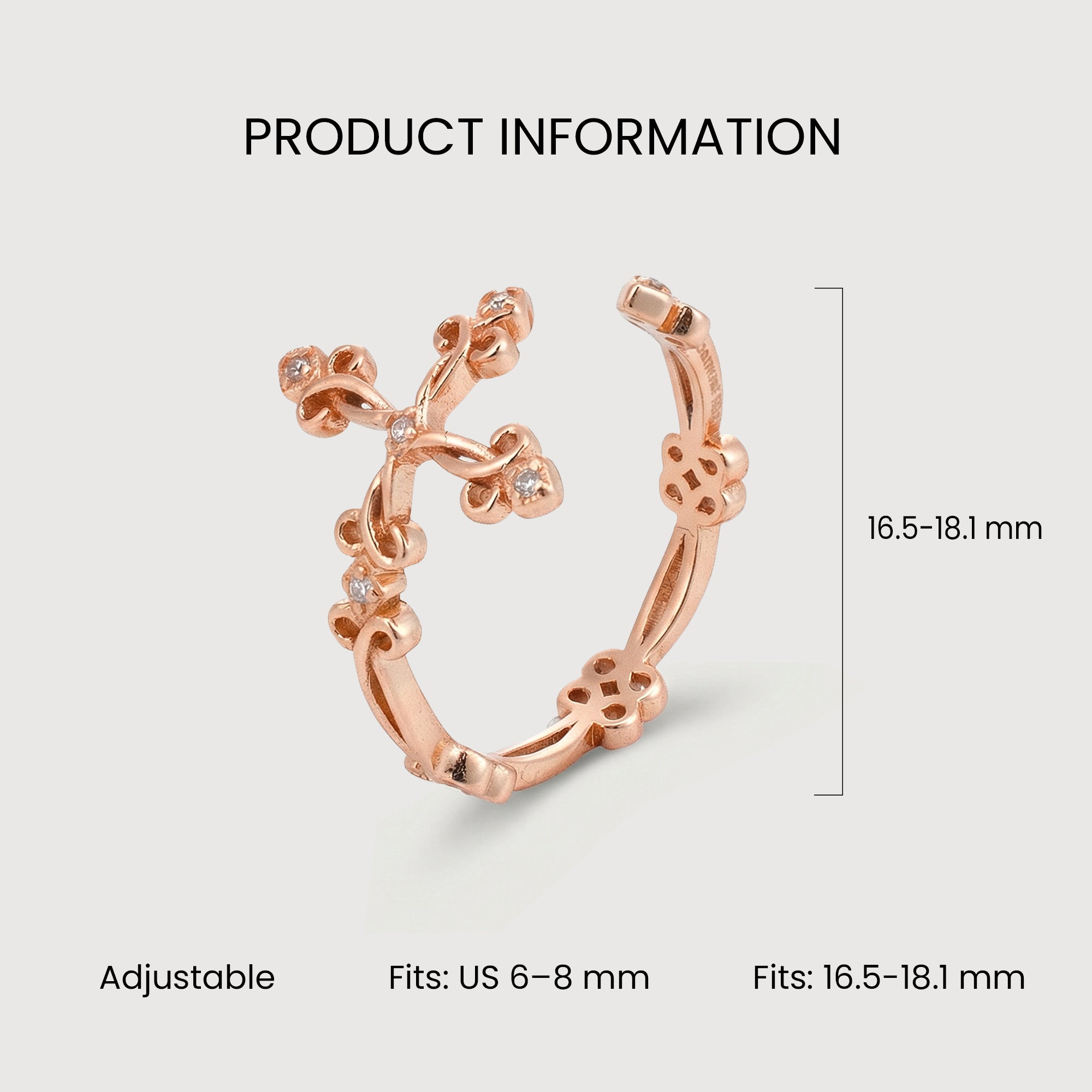 S925 Zircon Floral Filigree Adjustable Ring