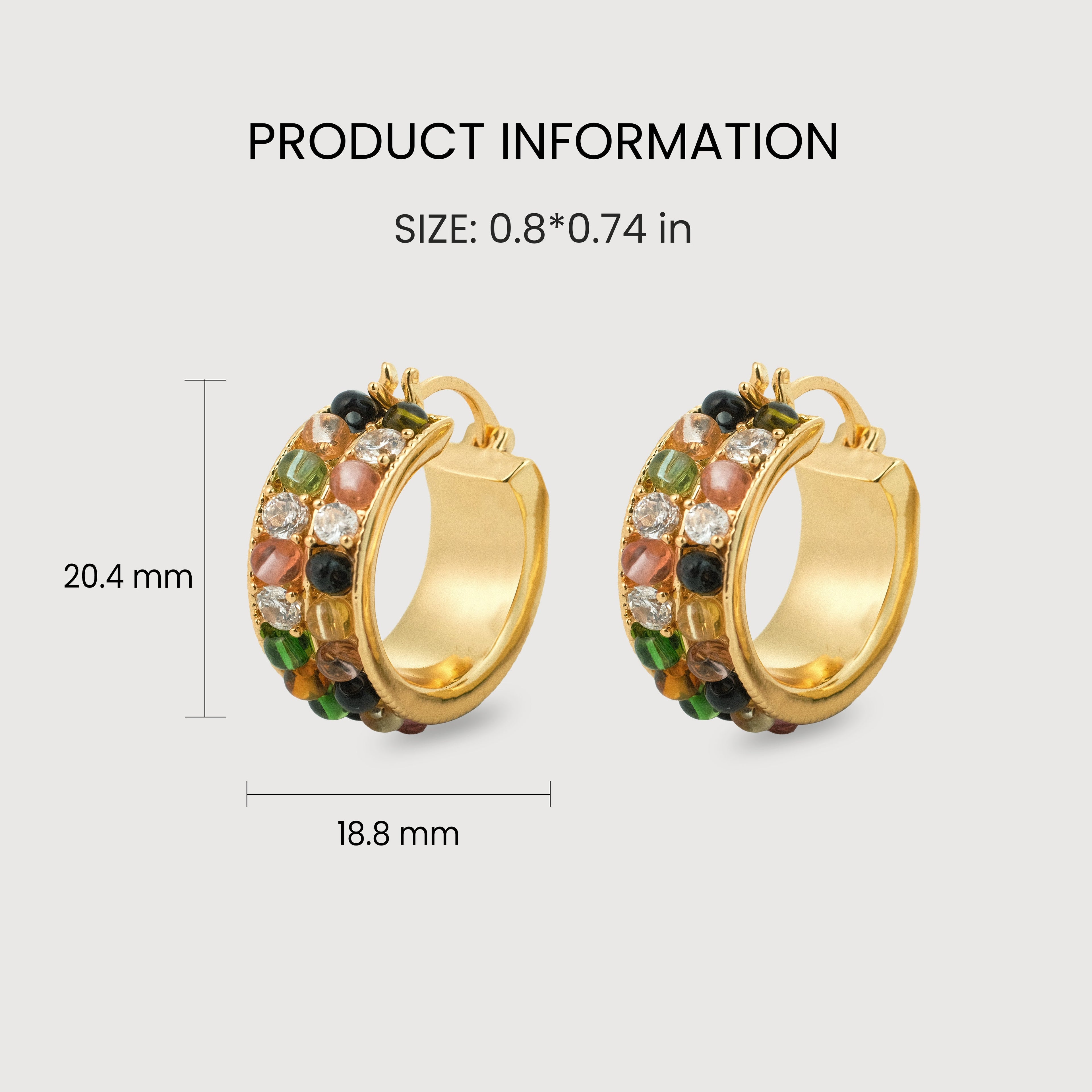 18K Gold-Plated Multicolor Zircon Hoop Earrings