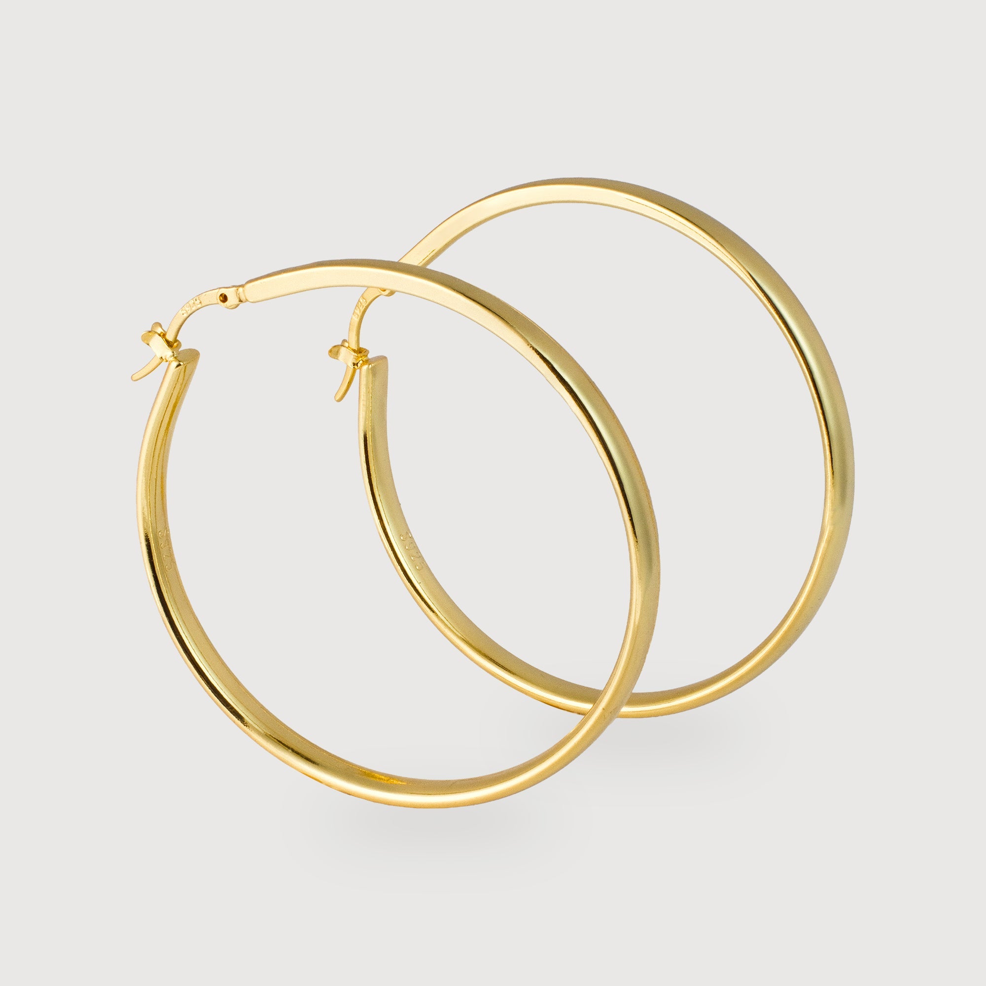 Large Polished Brass Hoop Earrings