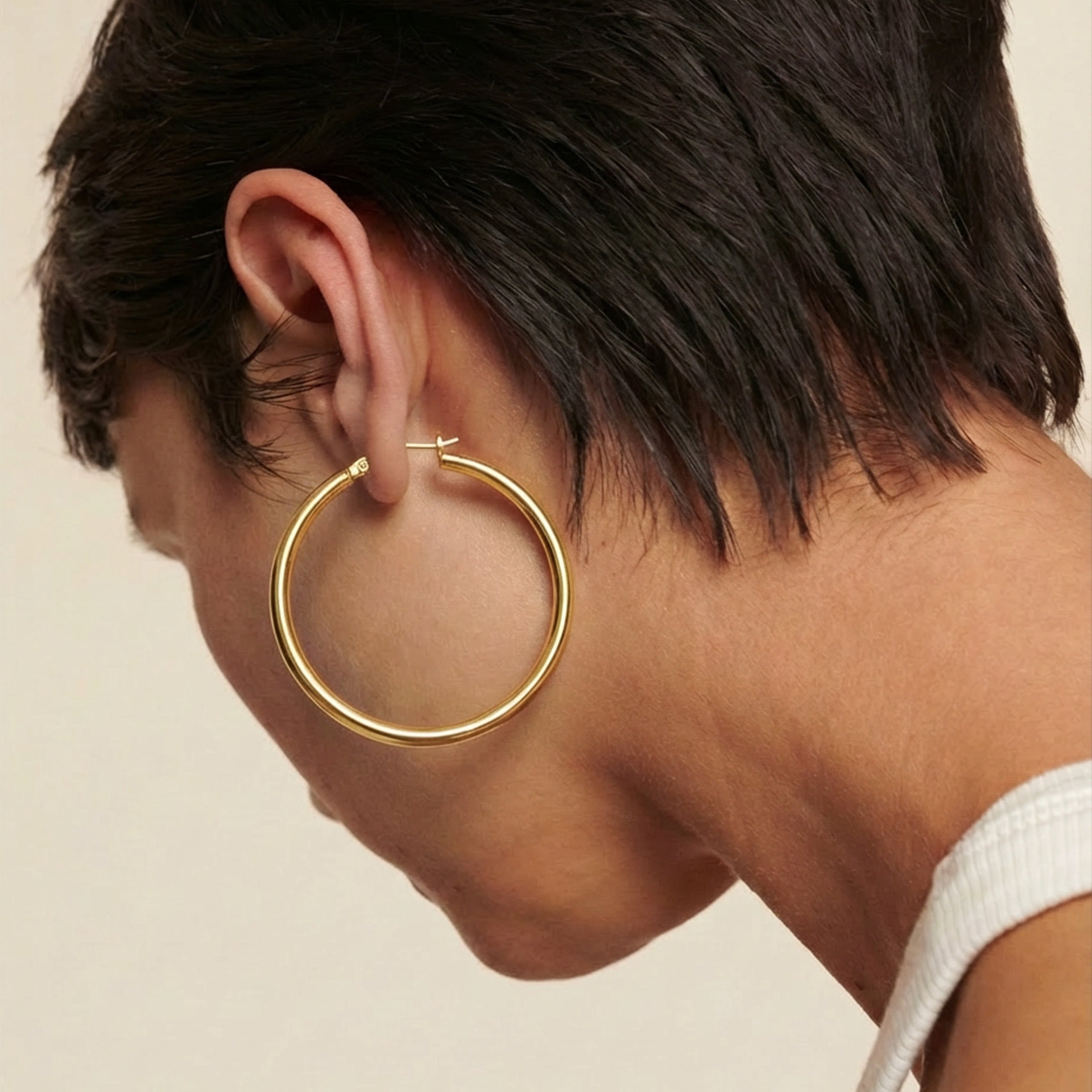 Large Polished Brass Hoop Earrings