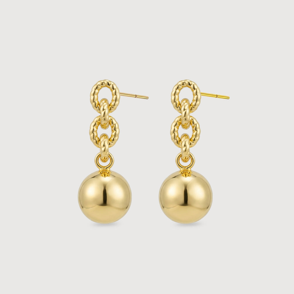 18K Gold-Plated Link Ball Drop Earrings