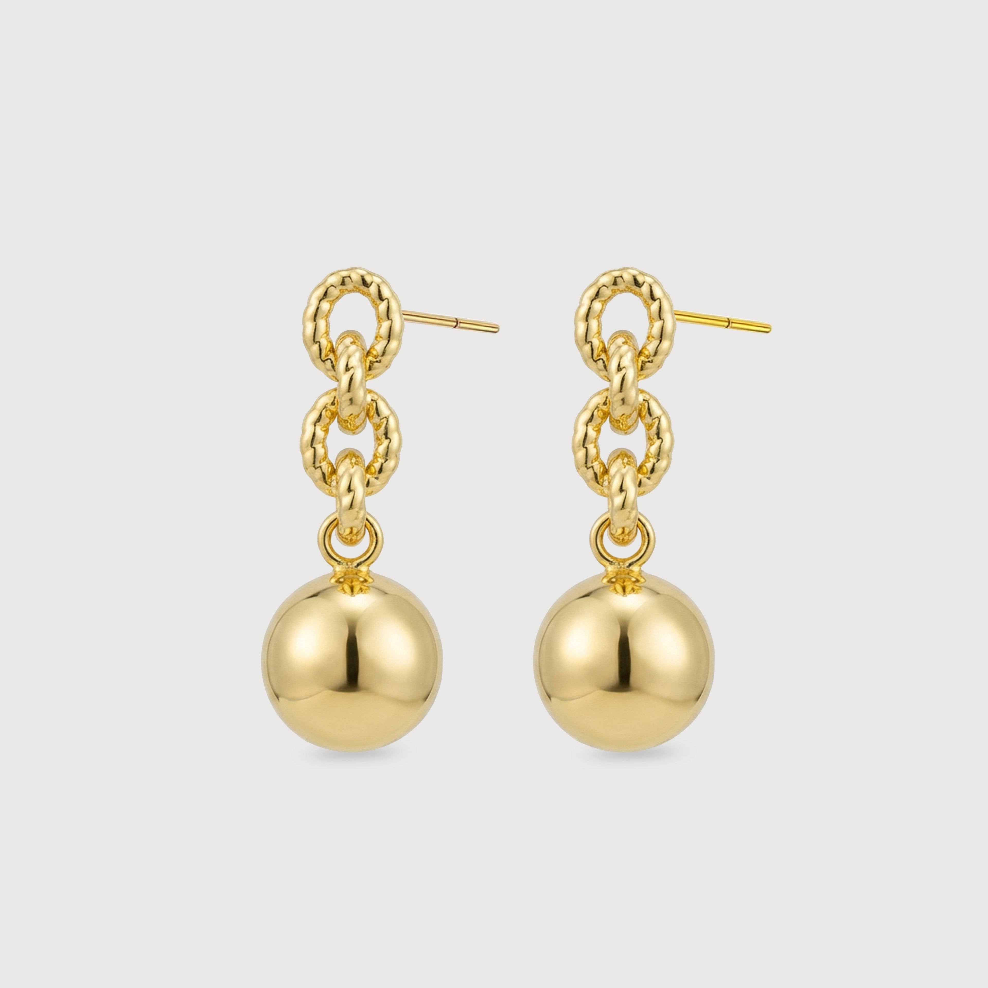 18K Gold-Plated Link Ball Drop Earrings