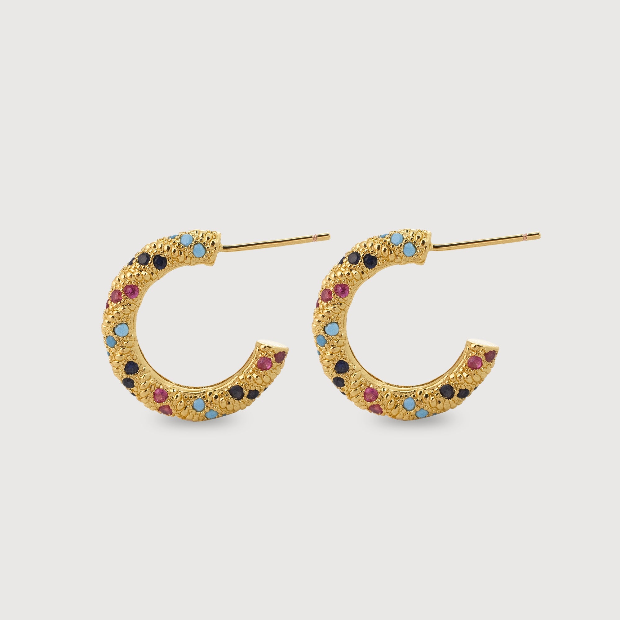 18K Gold-Plated Textured Zircon Hoop Earrings