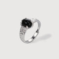 Natural Black Agate S925 Silver Ring