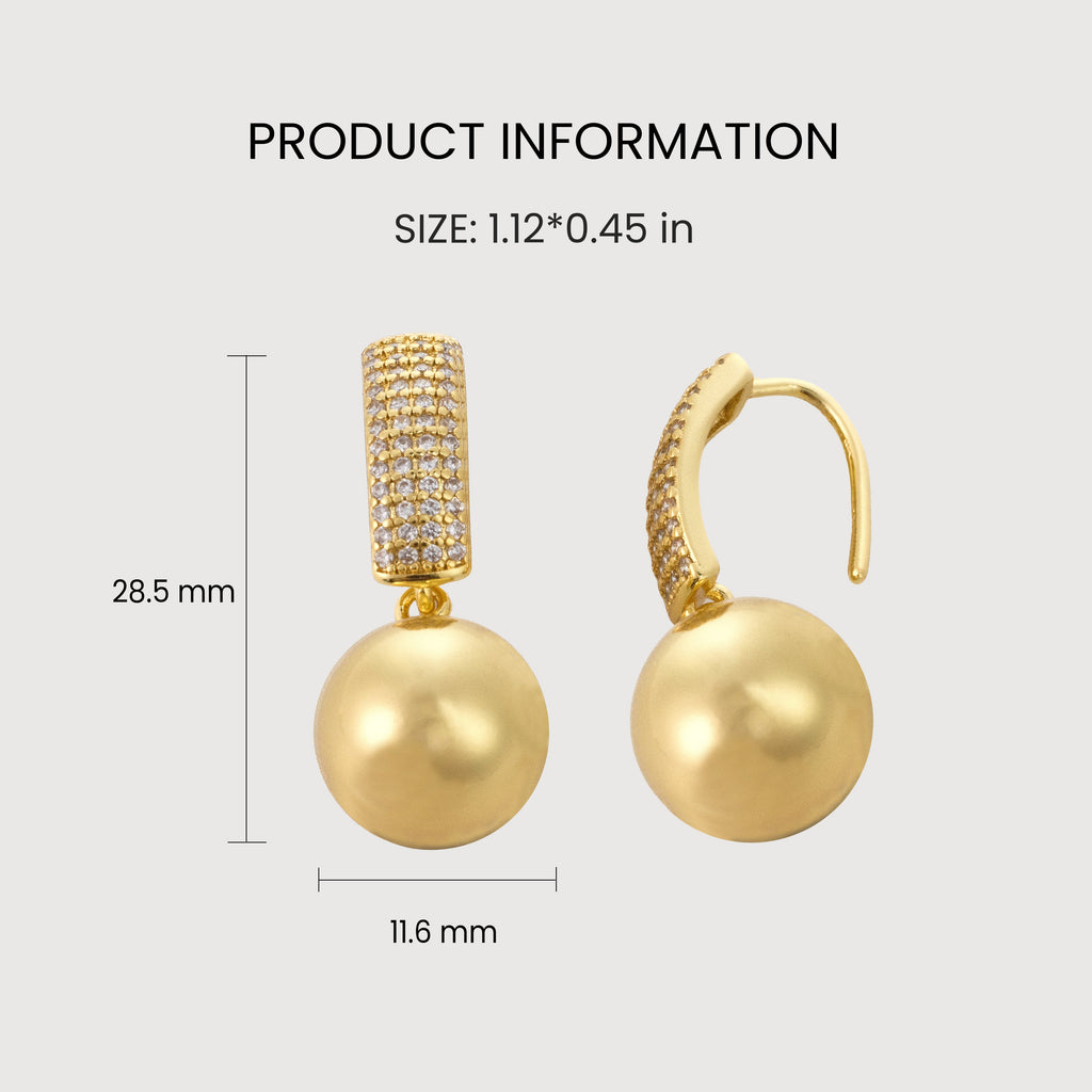 Zircon Bar & Faux Pearl Drop Earrings