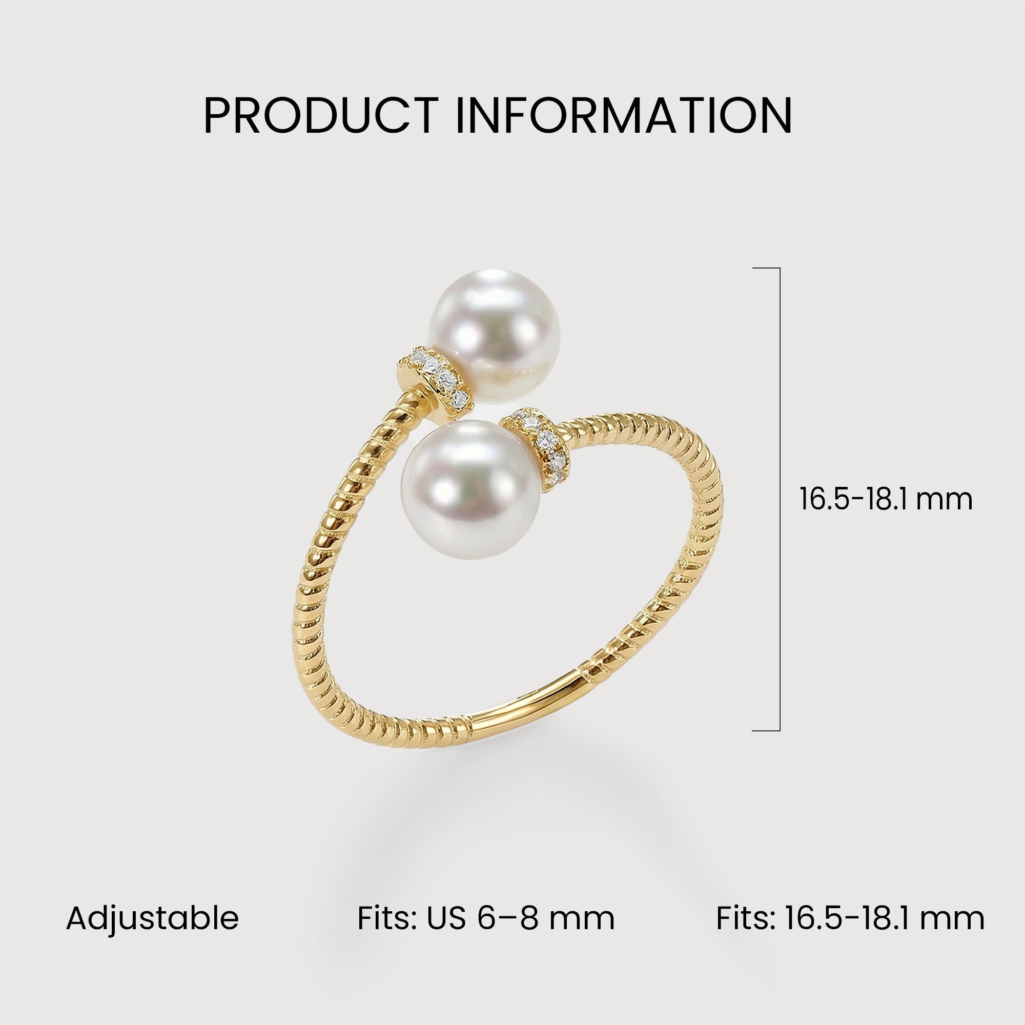 S925 Silver Double Pearl Adjustable Ring