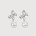 Zircon Butterfly Pearl Drop Earrings