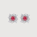 Pink Floral Zircon Brass Stud Earrings