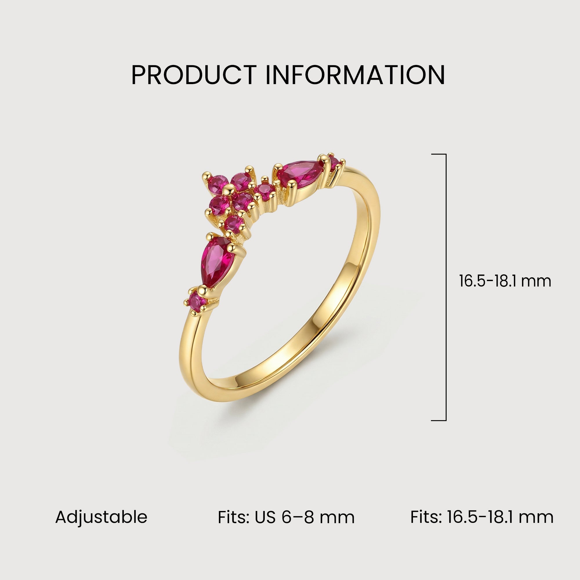 18K Gold-Plated S925 Pink CZ Tiara Ring