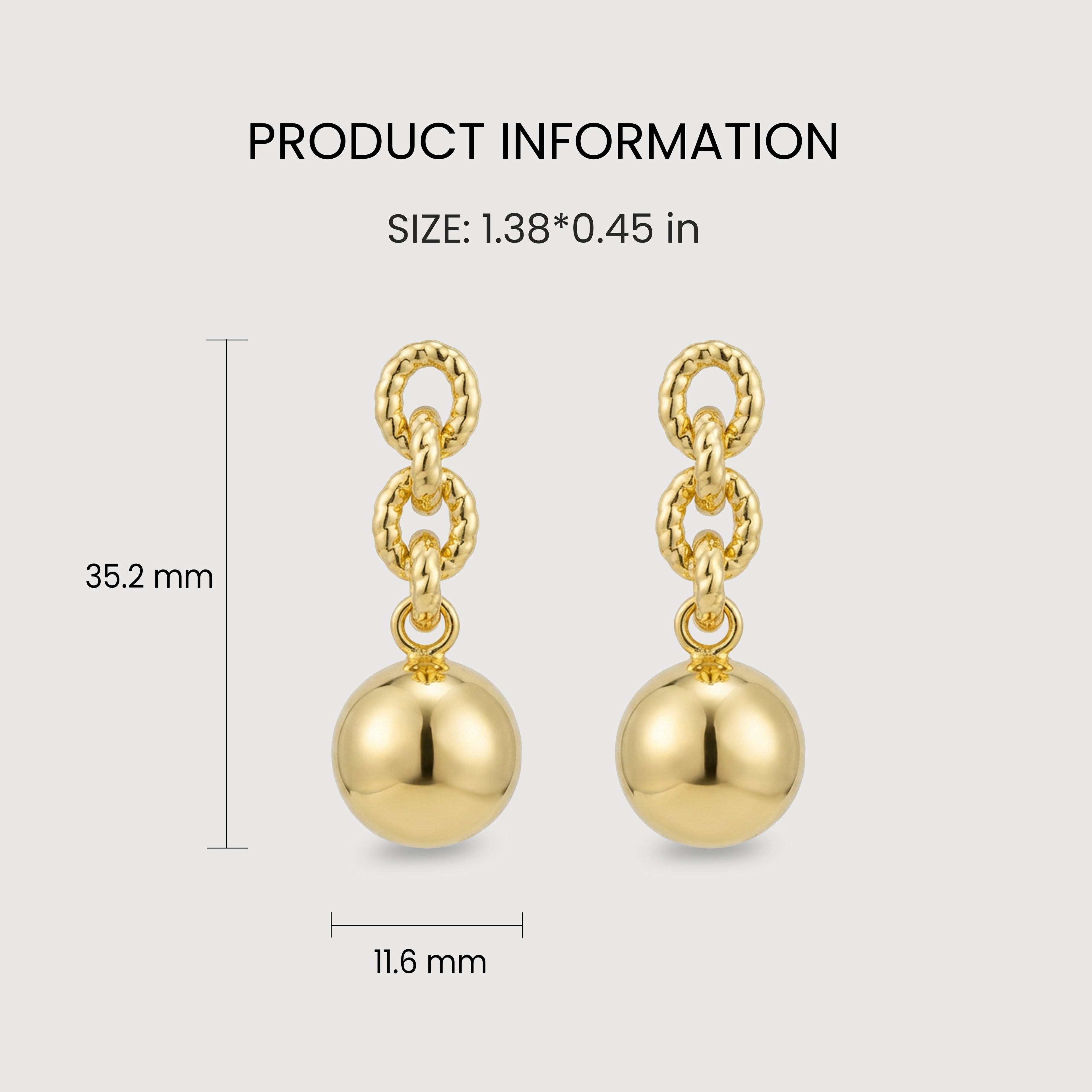 18K Gold-Plated Link Ball Drop Earrings