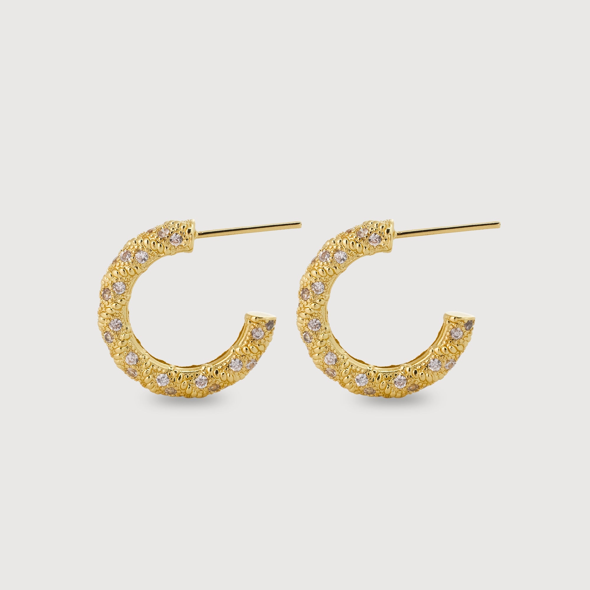 18K Gold-Plated Textured Zircon Hoop Earrings