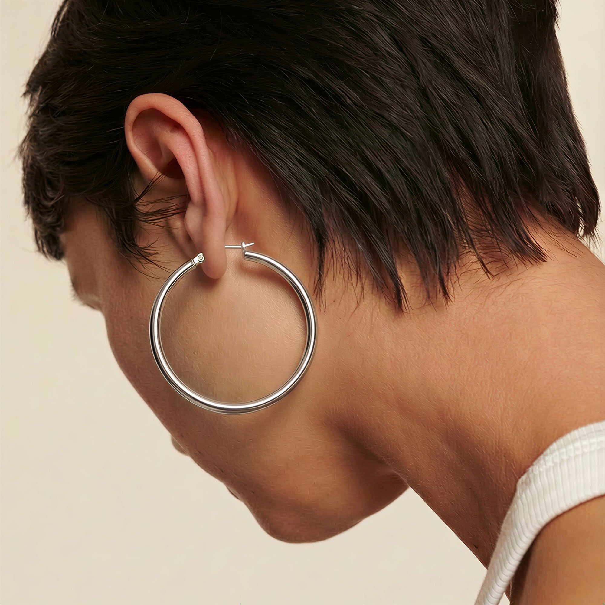 Large Polished Brass Hoop Earrings