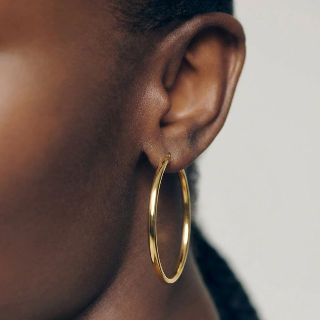 Large Polished Brass Hoop Earrings