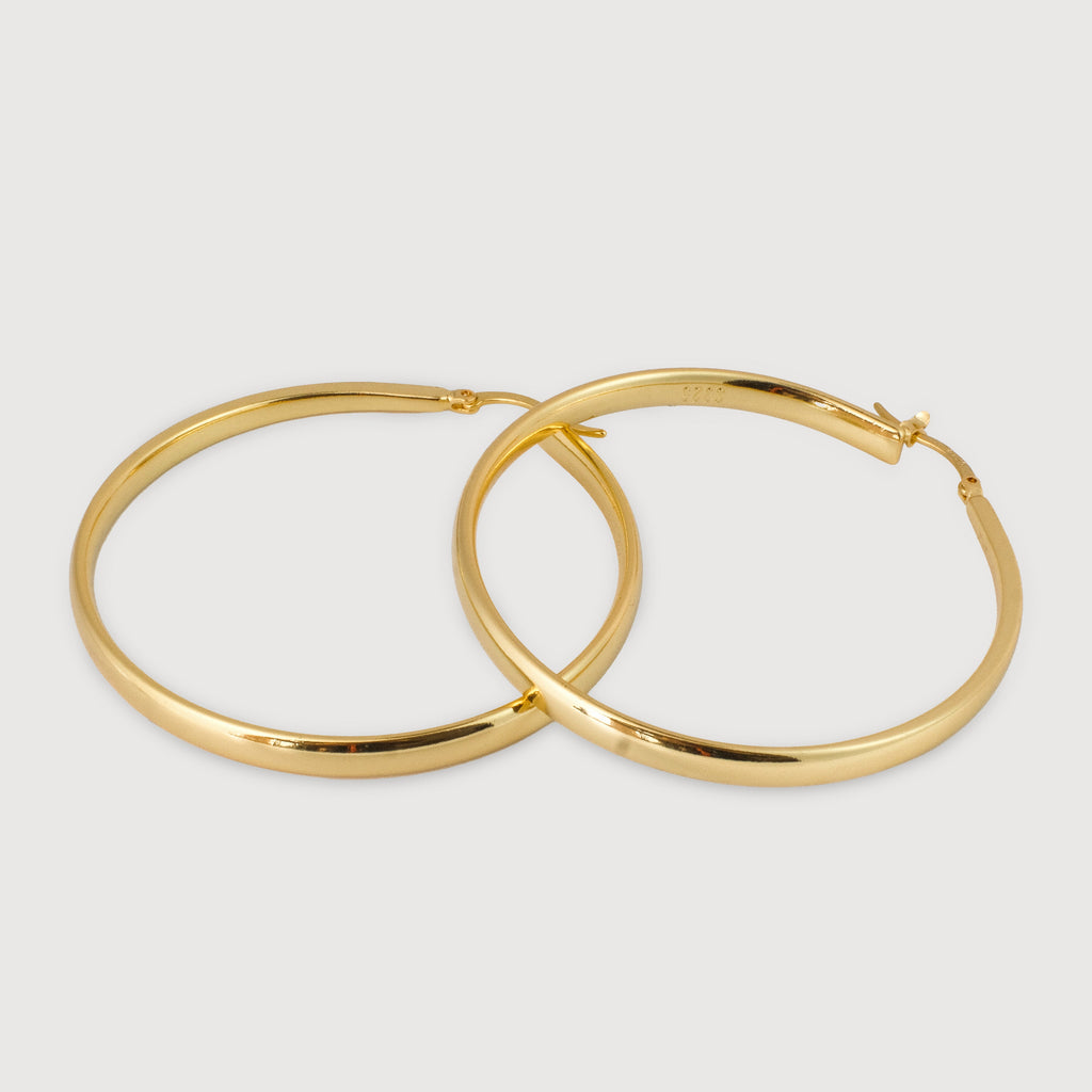 Large Polished Brass Hoop Earrings