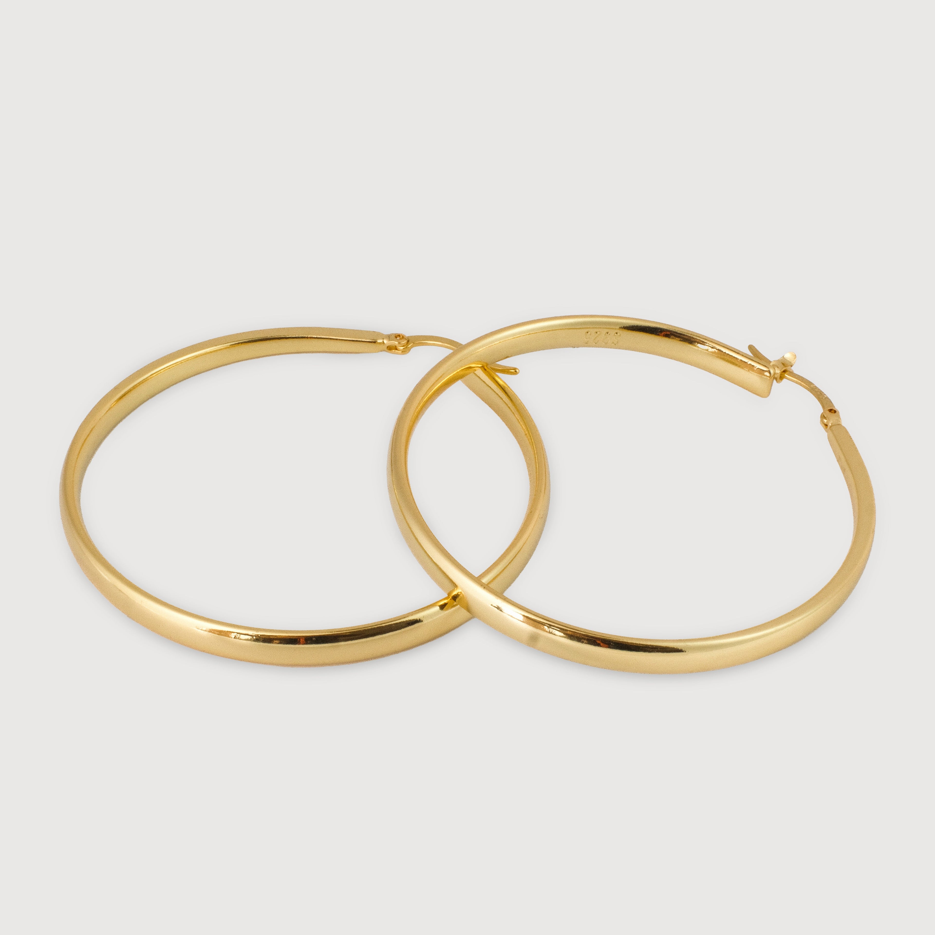 Large Polished Brass Hoop Earrings