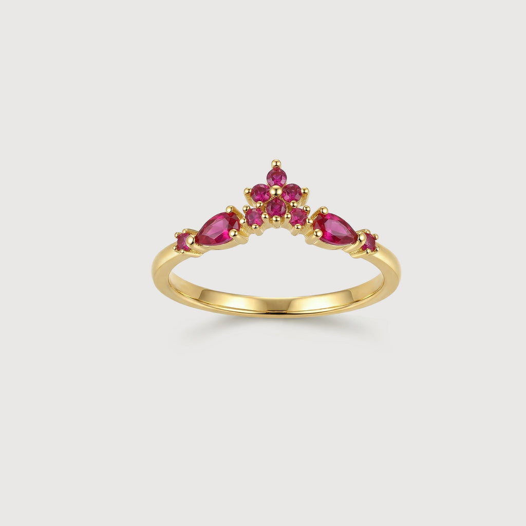 18K Gold-Plated S925 Pink CZ Tiara Ring