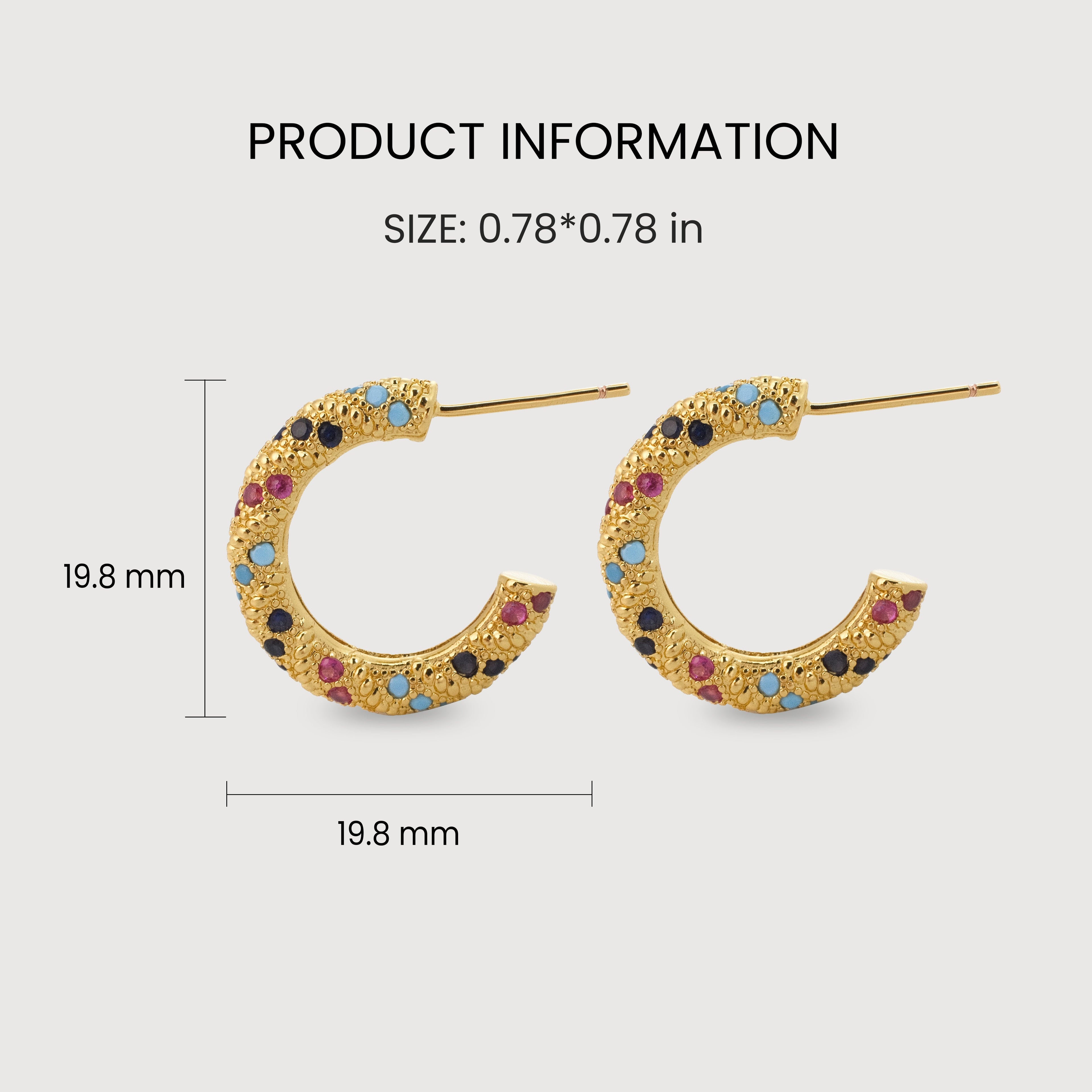 18K Gold-Plated Textured Zircon Hoop Earrings