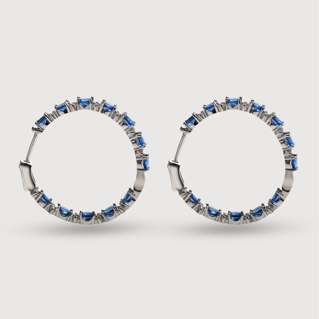 Blue Zircon Silver-Tone Hoop Earrings