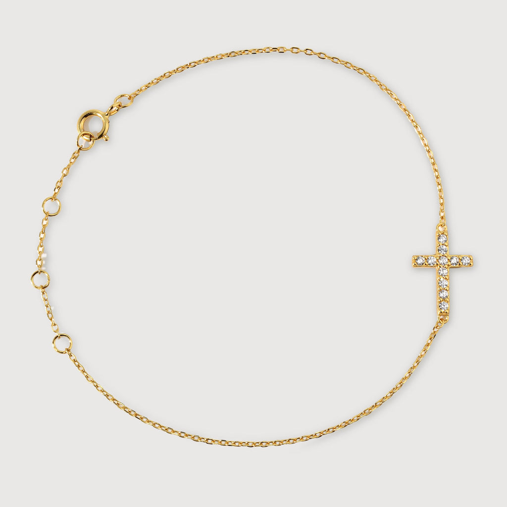 18K Gold-Plated Sterling Silver Cross Bracelet