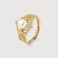 Pearl Filigree 18K Gold-Plated Copper Ring